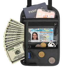 Rfid Blocking Neck Pouch Travel Wallet Organizer