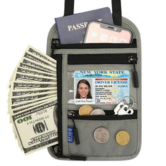 Rfid Blocking Neck Pouch Travel Wallet Organizer