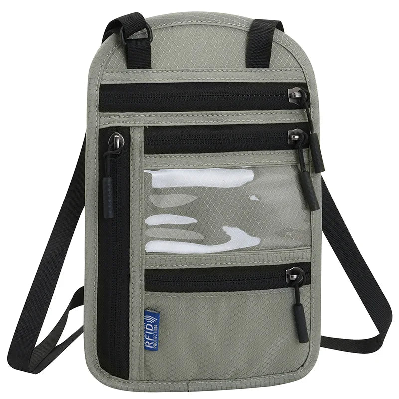 Rfid Blocking Neck Pouch Travel Wallet Organizer