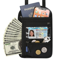 Rfid Blocking Neck Pouch Travel Wallet Organizer