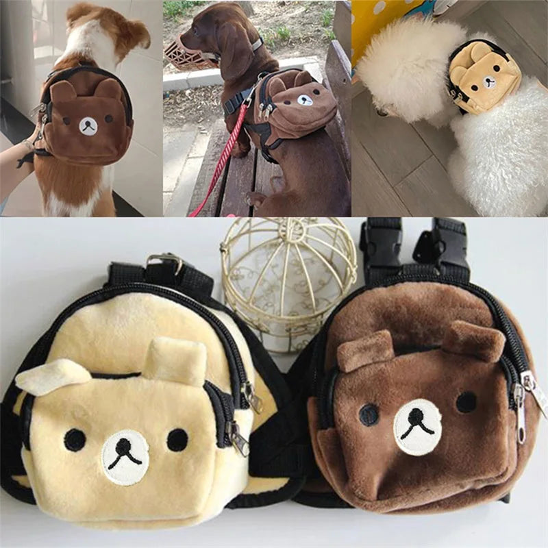 Dog Plush Backpack Portable Nylon Shoulder Bag