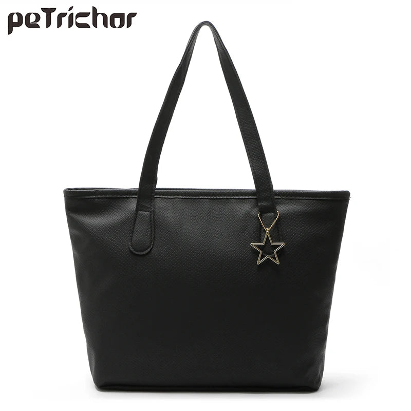Petrichor Women Shoulder Bag PU Leather Large Capacity Handbag Zipper Tote Bag