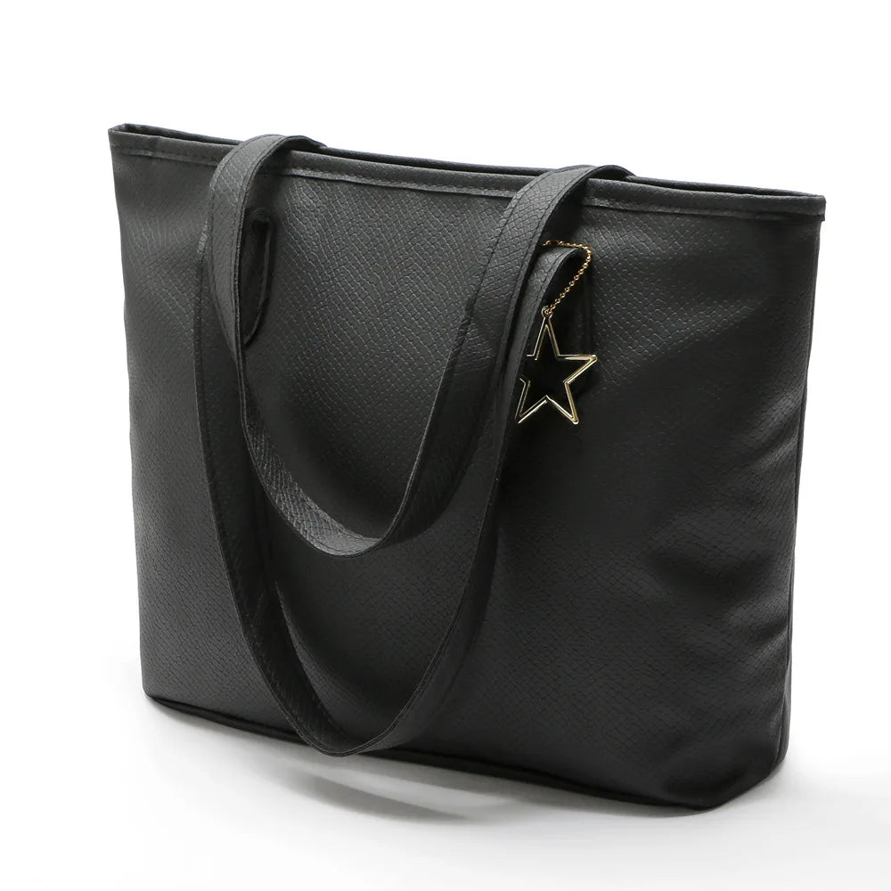 Petrichor Women Shoulder Bag PU Leather Large Capacity Handbag Zipper Tote Bag