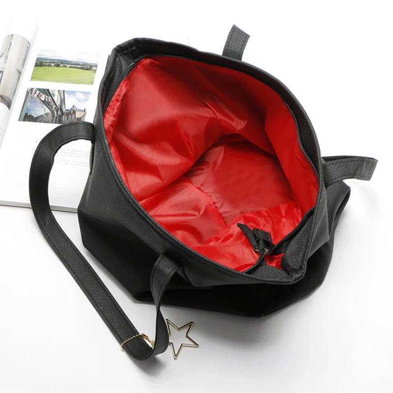 Petrichor Women Shoulder Bag PU Leather Large Capacity Handbag Zipper Tote Bag