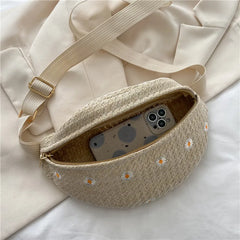 Straw Beach Hip Bag Phone Travel Belt Pouch Fanny Pack