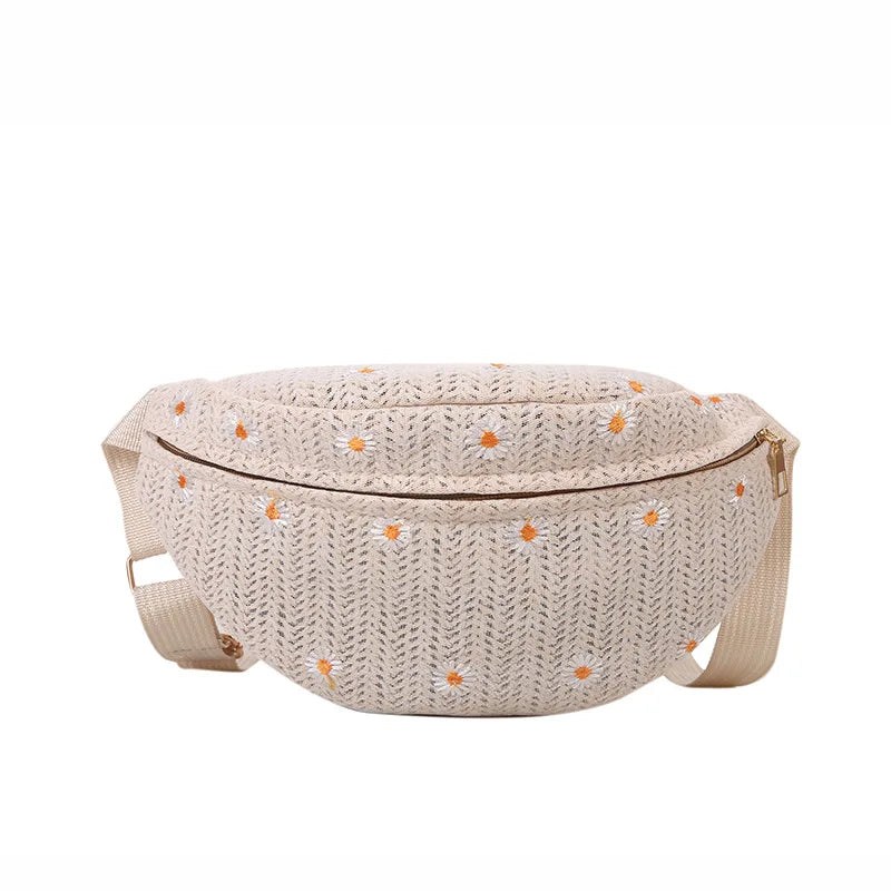 Straw Beach Hip Bag Phone Travel Belt Pouch Fanny Pack