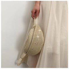 Straw Beach Hip Bag Phone Travel Belt Pouch Fanny Pack