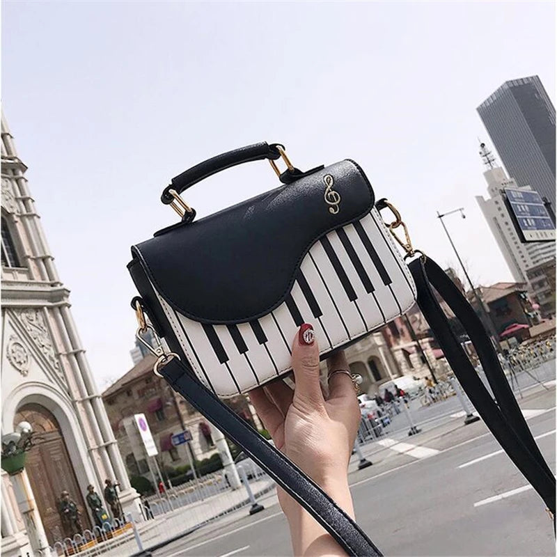 Women's Piano Pattern Shoulder Bag Small Crossbody Messenger Tote