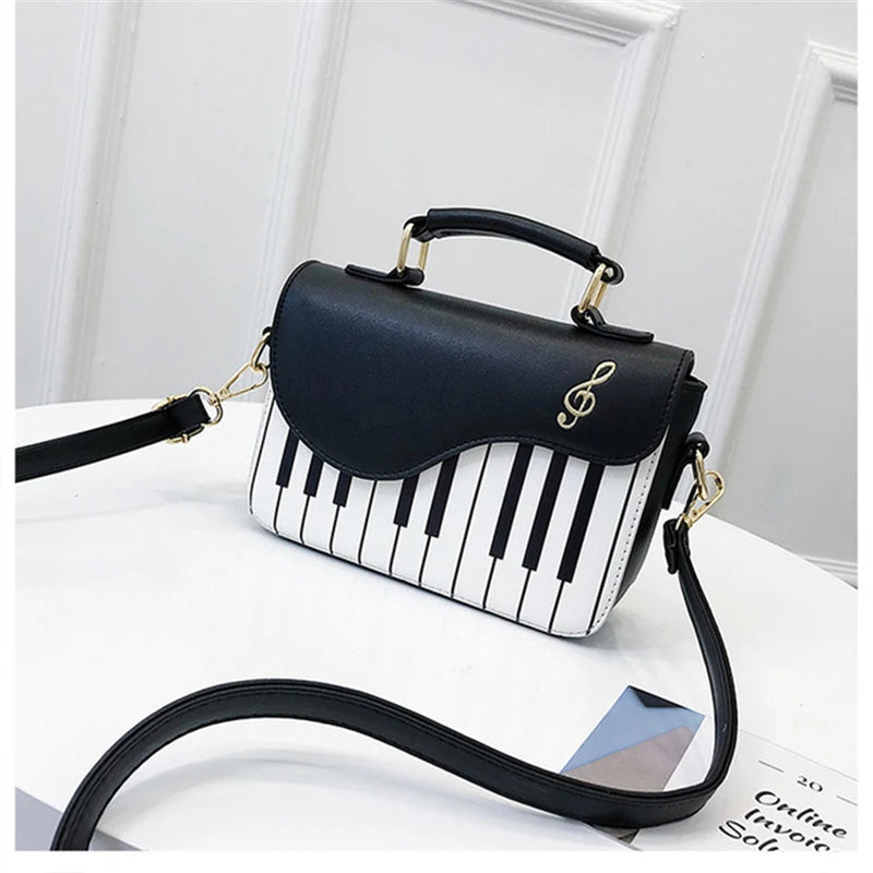Women's Piano Pattern Shoulder Bag Small Crossbody Messenger Tote