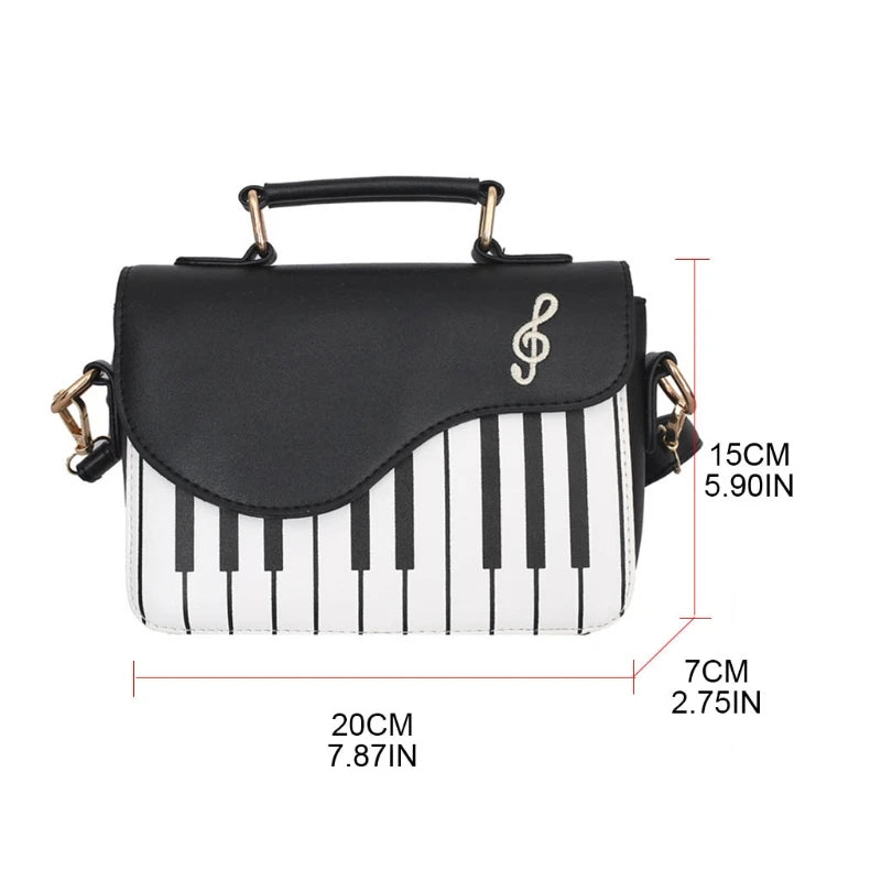 Piano Shape PU Leather Shoulder Crossbody Bag Tote Satchel