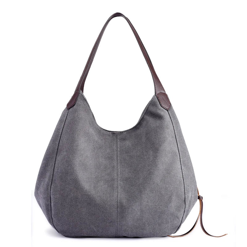 Large Shoulder Canvas Bag Women Handbag Pockets Ladies Hobo Bags