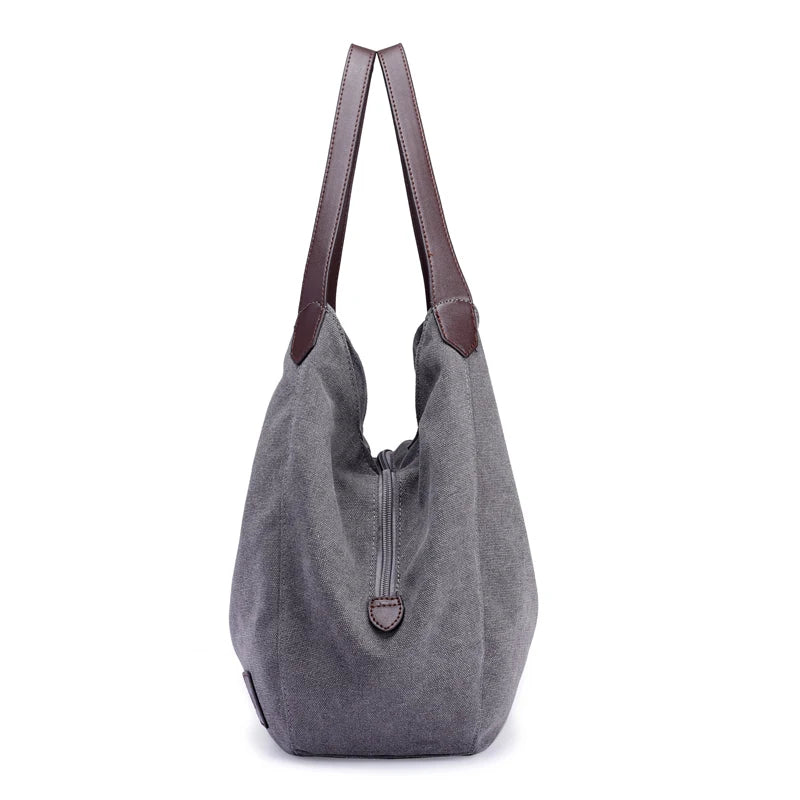 Large Shoulder Canvas Bag Women Handbag Pockets Ladies Hobo Bags