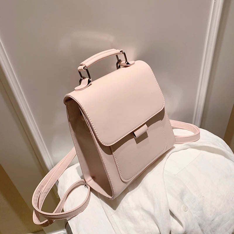 Women's Pink Backpack Soft PU Leather Shoulder Bag