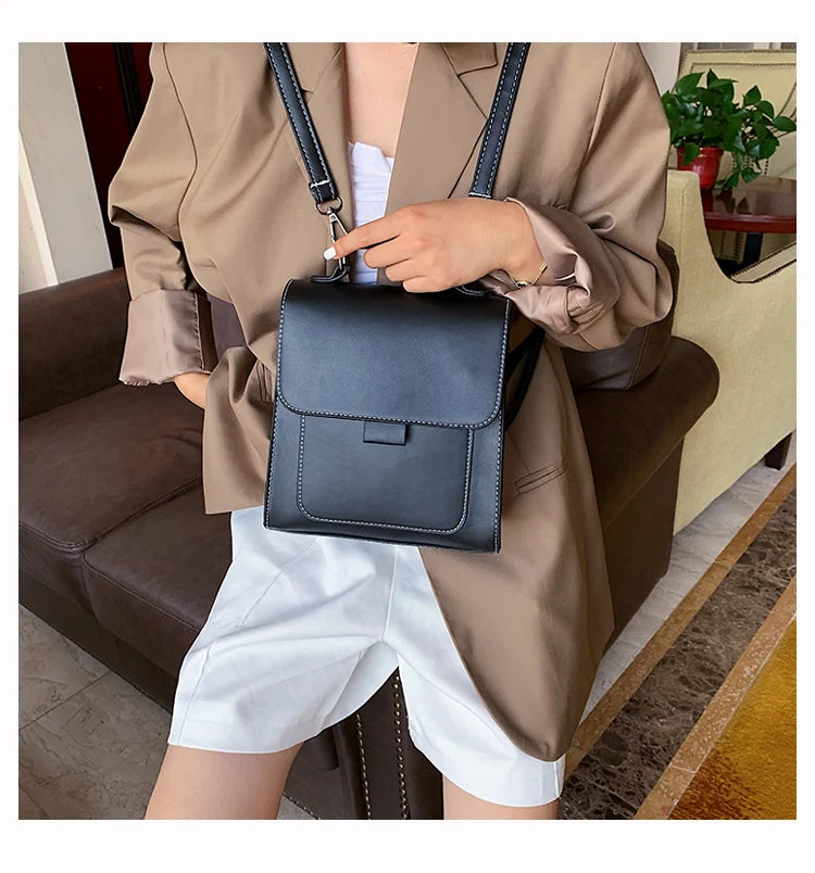 Women's Pink Backpack Soft PU Leather Shoulder Bag