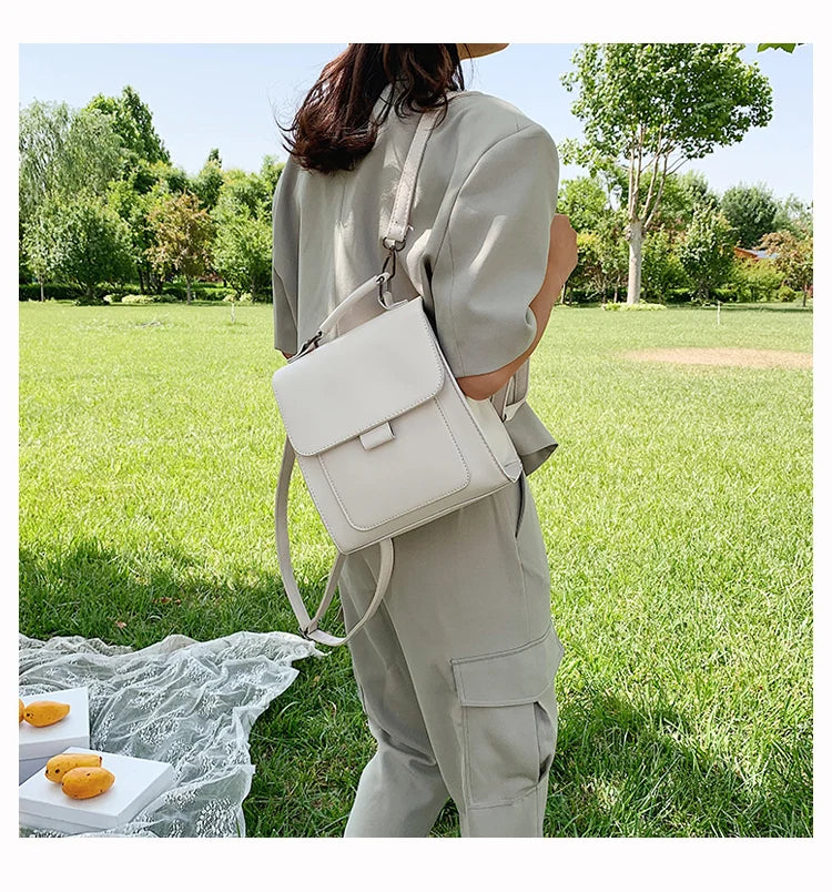 Women's Pink Backpack Soft PU Leather Shoulder Bag