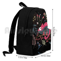 Pink Chameleon Flowers Outdoor Hiking Backpack