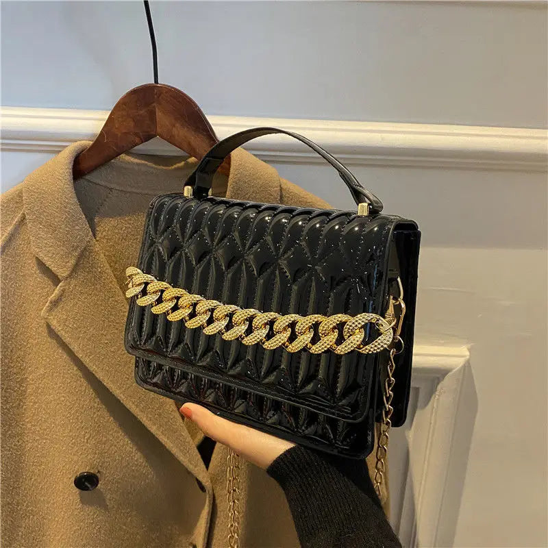 Pink Green Leather Chain Shoulder Bags Crossbody Small Purses