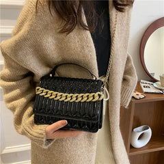 Pink Green Leather Chain Shoulder Bags Crossbody Small Purses