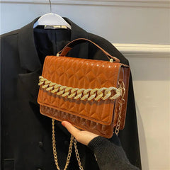 Pink Green Leather Chain Shoulder Bags Crossbody Small Purses