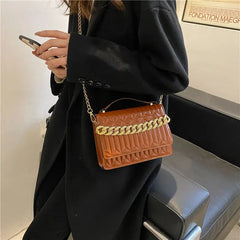 Pink Green Leather Chain Shoulder Bags Crossbody Small Purses