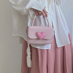 Pink Heart Small Square Shoulder Bag Chain Top Handle Messenger Bags