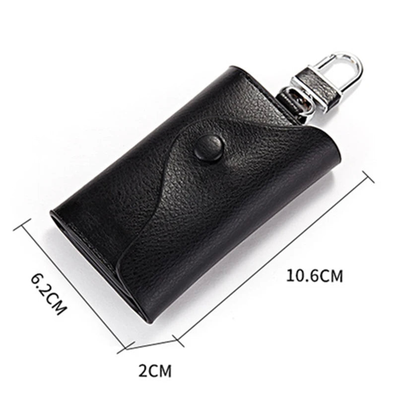 Pink Leather Key Holder Organizer Zipper Ring Case
