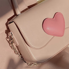 Pink Love Heart Chain Shoulder Bag Lady Phone Purse Handbags