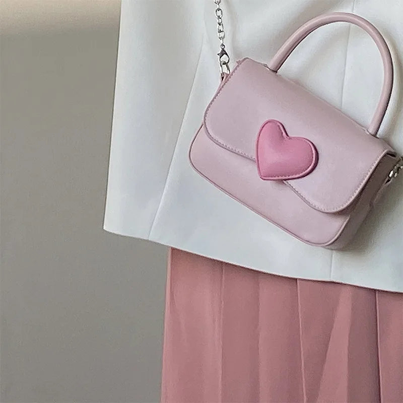 Pink Heart Crossbody Bag for Women Ladies Handbag Purse