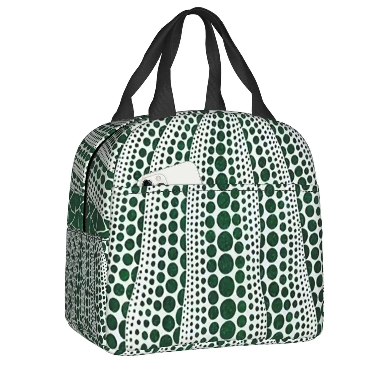 Pink Polka Dot Yayoi Kusama Abstract Art Insulated Lunch Tote Bag