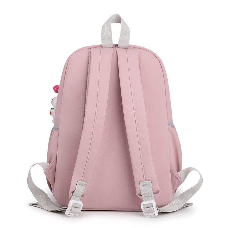 Pink Rabbit Girls School Backpack Waterproof Lightweight Student Bag