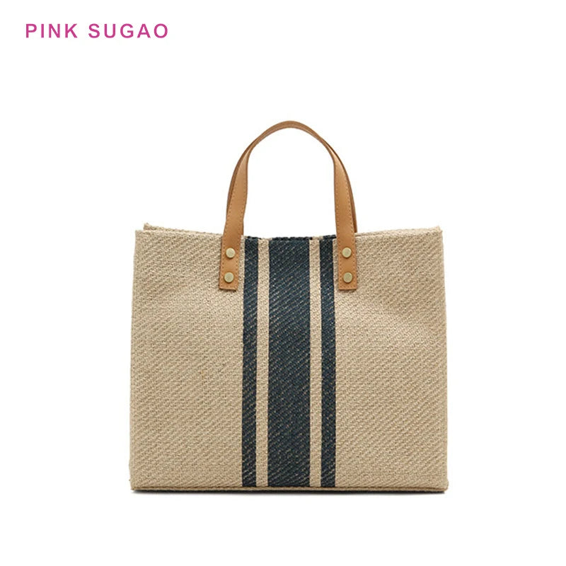 Pink Canvas Shoulder Bag Women Handbag Crossbody Purse