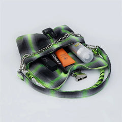 Plaid Bow Shoulder Bags Hip-pop Chains Underarm Style Harajuku Handbags