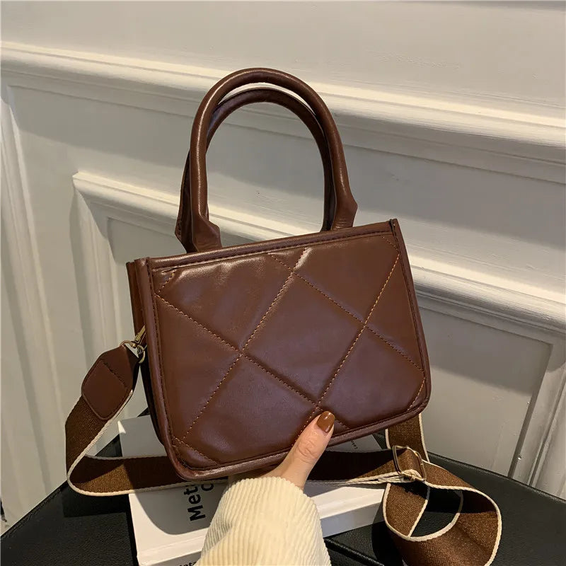 Plaid Women's Shoulder Bags Wide Strap Messenger Bags
