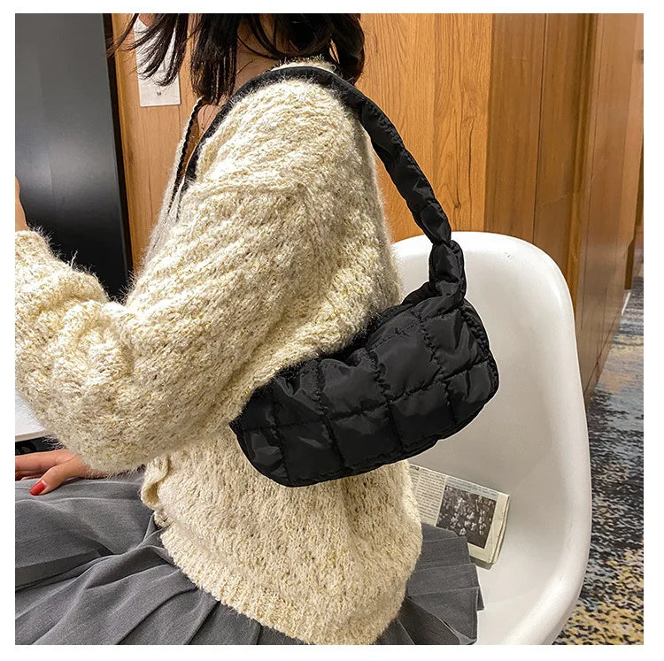 Plaid Women's Shoulder Bags Pleated Strap Ladies Handbags