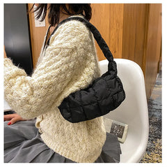 Plaid Women's Shoulder Bags Pleated Strap Ladies Handbags