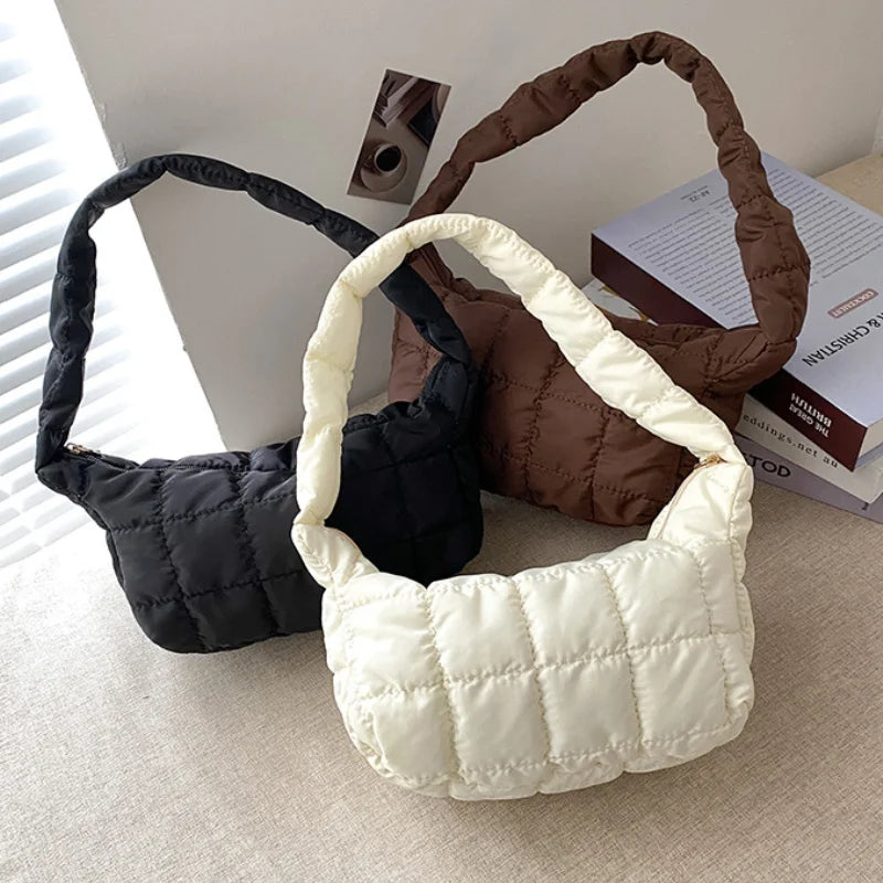 Plaid Women's Shoulder Bags Pleated Strap Ladies Handbags