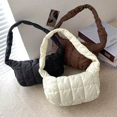 Plaid Women's Shoulder Bags Pleated Strap Ladies Handbags