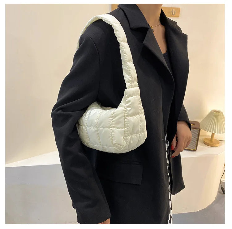 Plaid Women's Shoulder Bags Pleated Strap Ladies Handbags
