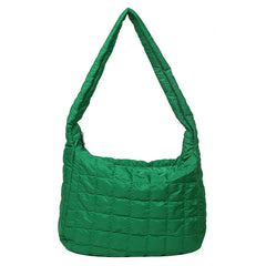 Plaid Pattern Space Cotton Shoulder Bag Large Capacity Handbag