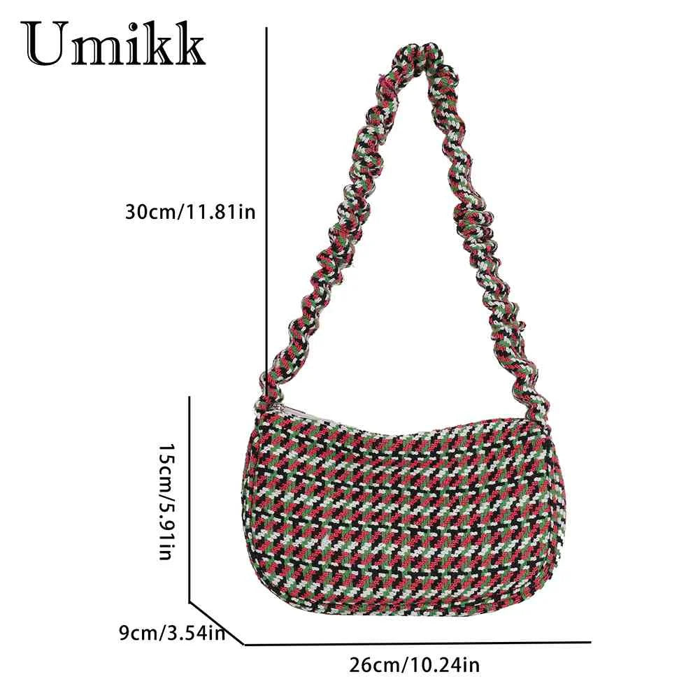 Vintage Plaid Underarm Bag for Girls