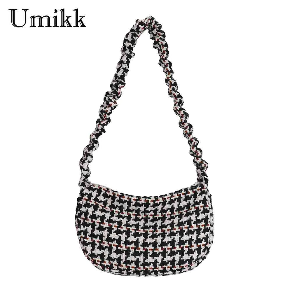 Vintage Plaid Underarm Bag for Girls