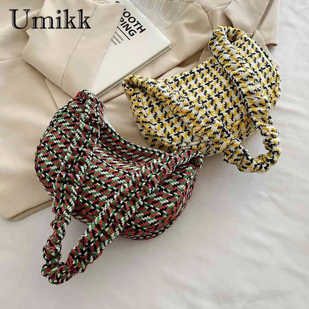 Vintage Plaid Underarm Bag for Girls