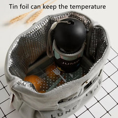 Plant Letter Print Lunch Bag Thermal Insulated Bento Box Tote Cooler Handbag