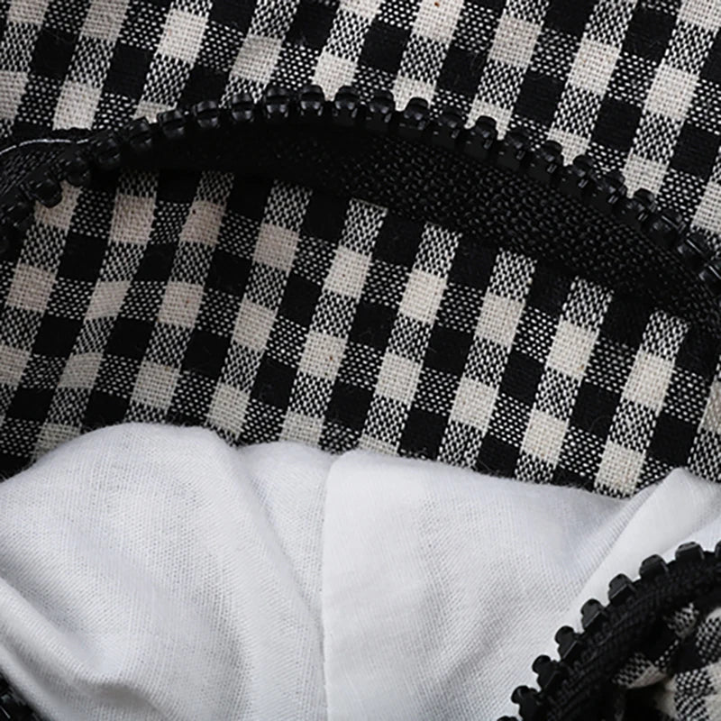 Plaid Baseball Cap Shoulder Bag with Embroidery Letter