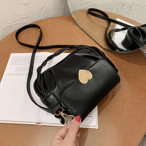 Pleated Ladies Handbags Shoulder Bags Heart Hasp Purse for Women Female