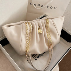 Pleated PU Leather Women's Handbag Shoulder Bags