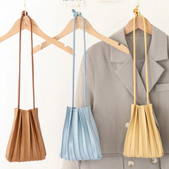 Pleated Leather Women's Crossbody Bag Small Phone Clutch Mini Messenger Handbag