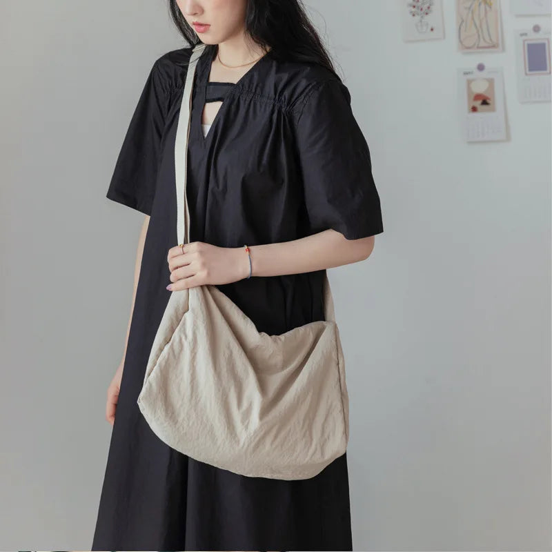 Pleated Soft Cloth Women Shoulder Bag Large Capacity