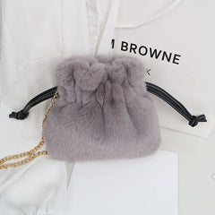 Plush Bucket Bag with Chain Strap