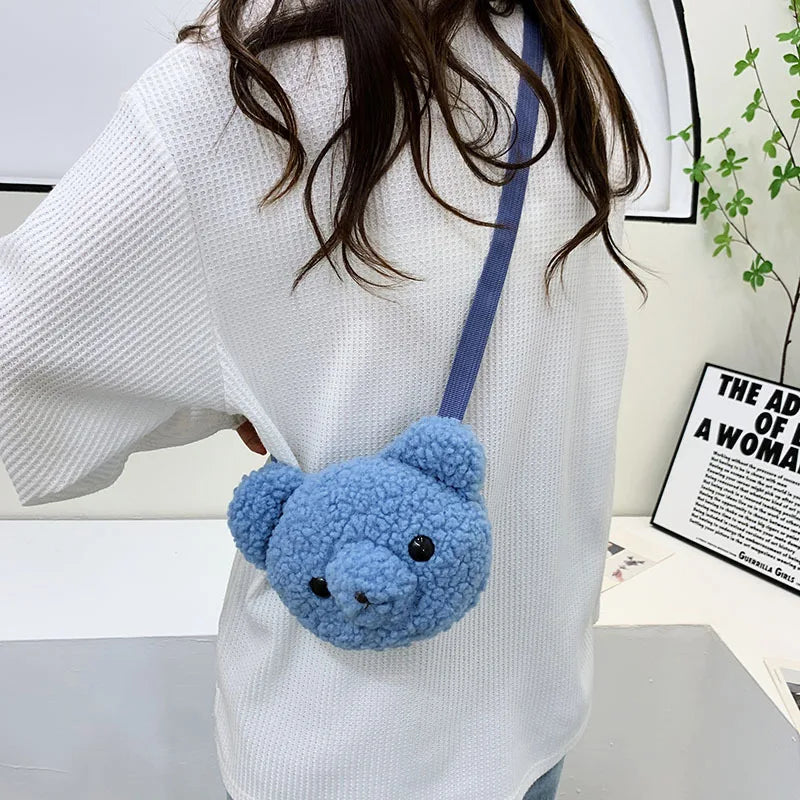 Cartoon Bear Head Shoulder Bag Soft Large Capacity